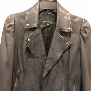 💯 lamb leather jacket, Banana republic, black